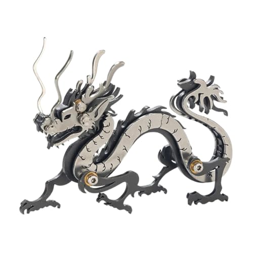 Zodiac Dragon 3D Metal Jigsaw Puzzle, Black, 51 Pieces | Stainless Steel, DIY Handmade Model Kit, Building Blocks Assembly, Adult Gift - color: Zodiac Dragon Black