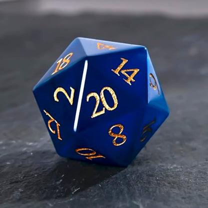 1PCS Gem D20 DND Dice - 25mm 20 Sided Crystal Cat Eye D&D Dice for Dungeons and Dragons, RPG, Roleplaying Games MTG Table Games, Handmade Polyhedral Dice (Blue Cat Eye) - color: Cat Eye-blue