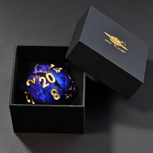 Mini Planet Dungeons and Dragons 50mm Chonk D20 Liquid Core Polyhedral Aqua Resin Sharp Edge Dragon Eye Dice 4 - color: Dragon Eye Dice 4