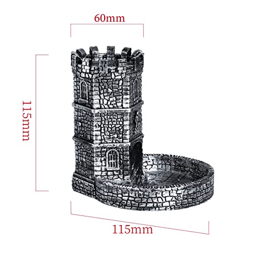 Castle DND Dice Tower, Dice Rolling Tower for Role Playing Games | Ancient Silver, Resin Material, D&D Accessory, DM Gift, Dungeons and Dragons RPG Board Games Tabletop Games - color: Nickel-silver