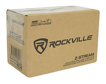 Rockville Z-Stream USB Condenser Computer Microphone for YouTube/Zoom | Podcasting/Streaming/Gaming, Includes Stand and Windscreen, Plug and Play, Mac/Windows, Omni-Directional