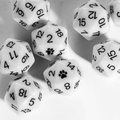 10-Pack D20 Dice Set White 20 Sided Dice for DND RPG Tabletop Games | Leather Storage Bag, DM Gift, for Dungeons and Dragons Role Playing Games - color: 10pcs D20 White