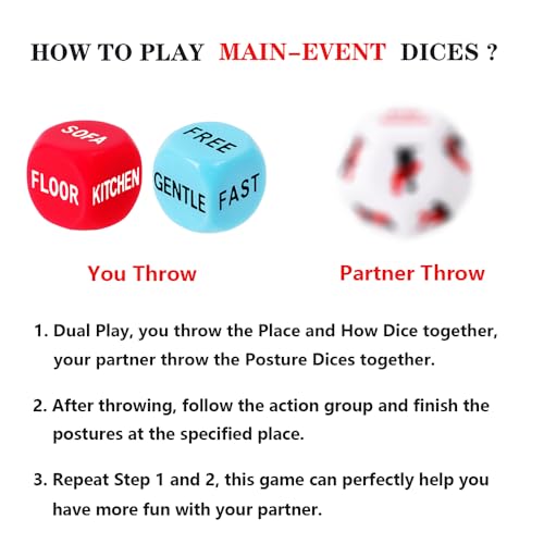 Dice Set for YSults Funny Dice Game for Anniversary Valentines Day Wedding Gift,Friends Game Choices Black