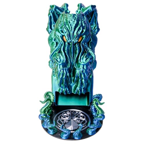 3D BEST-Q Cthulhu DND D&D Dice Tower，3D Printed Compatible with Dungeons and Dragons, 28mm Miniature Wargaming, Tabletop RPGs, Wargame Scenery, Endless Deep Sea Series (Blue&Green) - color: Blue&green