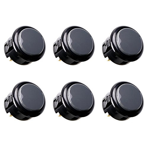 SANWA 6 pcs OBSF-30 Original Push Button 30mm - for Arcade Jamma Video Game & Arcade Joystick Games Console (Black & Gray) S@NWA - color: Gray