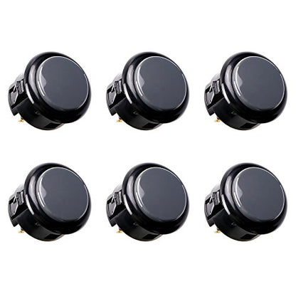 SANWA 6 pcs OBSF-30 Original Push Button 30mm - for Arcade Jamma Video Game & Arcade Joystick Games Console (Black & Gray) S@NWA - color: Gray