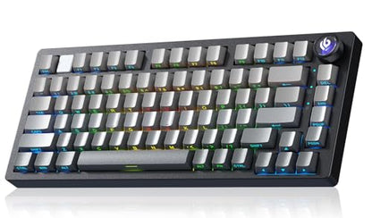 LEOBOGxAula HI75C Pro Mechanical Keyboard,Aluminum Gaming Keyboard | Tri-Modes Bluetooth/USB-C/Wireless,Programmable Hot Swappable 80 PBT Keycaps,RGB Backlit,Pre-lubed Reaper Switches - color: Grey