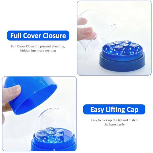 2 Pack Dice Cups with Lids, 12 Dice, Blue and Green Shaker Set | 2 color-coded shakers with clear domes and 12 dice for cleaner, easier rolling at home, school, or on the go. - color: Green & Blue