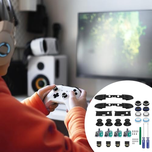 27 PCS LB RB Bumpers Button Replacement Kit, SourceTon LB RB Button Triggers Parts, Joystick, Screwdriver, Thumbstick Holder, Headphone Jack Plug Port, Hat Silicone Compatible with Xbox ONE Controller