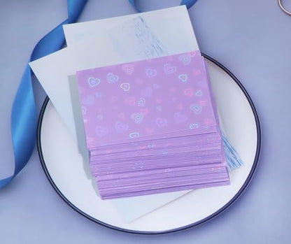 ONLYKXY 100pcs Soft Clear Plastic Heart Glitter Bag Storage Pouch Laser Sleeve Cover Pocket Holder Holographic Photo Protector Top Loader for 3in Trading Card Coin Jewelry (Purple) - color: Purple