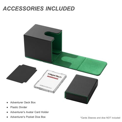 Mage Tech Adventurer [Champion] 60-Card Solution - Avatar Holder + Pocket Dice Box with Life Tracker - Rugged, Expandable - MTG Standard/LOR/PTCG - Black/Green - color: 2. Veil (Black/Green), style: 3. Champion[60-card solution]