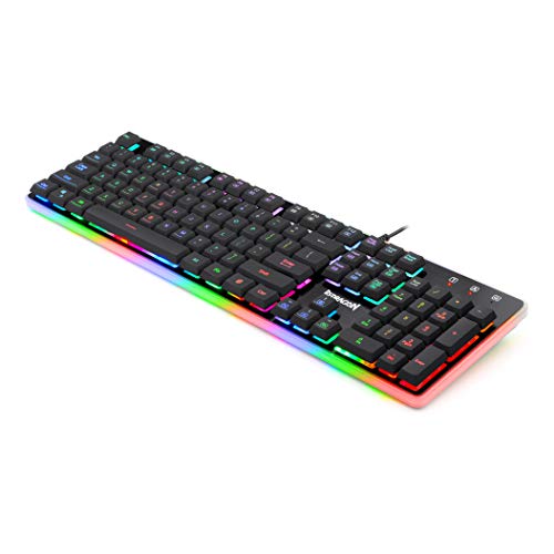 Redragon K509-RGB PC Gaming Keyboard 104 Key Quiet Low Profile RGB Keyboard Backlit Dyaus Pro Mechanical Feel Keyboard for Windows PC (with Edge Side Light Illumination)