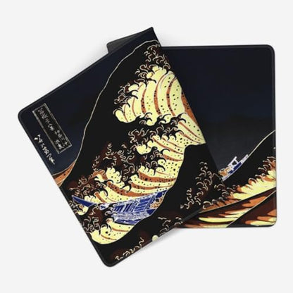 MTG Playmat The Big Wave Dark Brown TCG Play Mat Original Hand-Painted Stitched Edges Smooth Surface Non-Slip Rubber Base for Board Games Trading Card Games 23.5x13.6in