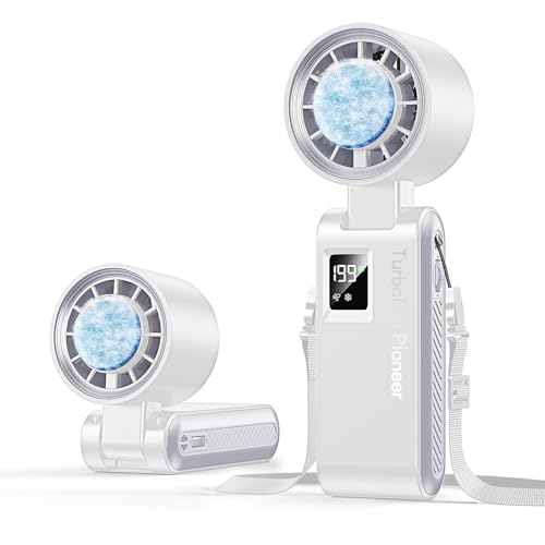 Portable Handheld Fan with Ice Cooling, 7.5m/s High Speed Turbo Fan, 150° Foldable 4-in-1 Personal Neck Fan, 199 Speed Stepless Control, USB-C Rechargeable for Travel, Makeup, Hiking,White - color: Roller White
