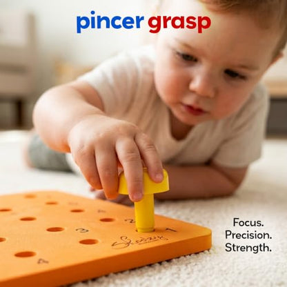 Montessori Sensory Pegboard, 33 Pc, STEM Learning, Ages 2+ | Occupational Therapy STEM Learning Educational Toys for Kids 2+ Includes Foam Board, Lacing String, Dice, Storage Bag, eBook - style: Bulk Pegboard Set - 34pcs