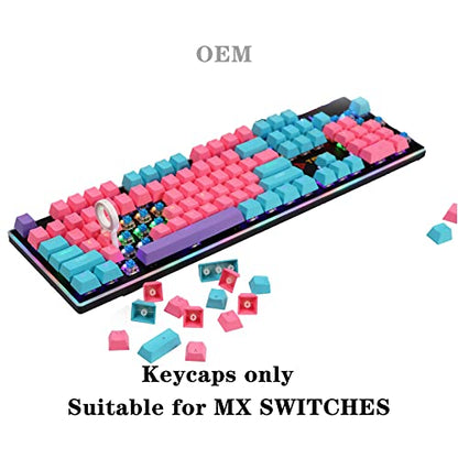 61 PBT Game keycap, 60% Backlight with Key Puller OEM Configuration American Layout, 87/104 Mechanical Keyboard (no Keyboard) (Ahris) - color: Ahris
