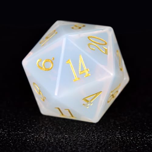 RULE DICE Opal Gemstone DND Dice, Dungeons and Dragons Dice Set 7PCS Polyhedral Gem Stone Dice Set D4 D6 D8 D10 D% D12 D20, RPG Dice D&D - color: Opal