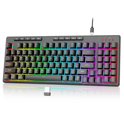 Redragon K517 Pro Wireless Gaming Keyboard, RGB Backlit, Tri-Mode BT/2.4GHz/USB-C, Mechanical Feel 94 Keys Computer Keyboard with 4 Macro Keys, Number Pad, 4000mAh Battery for Win/MAC - color: Black-W