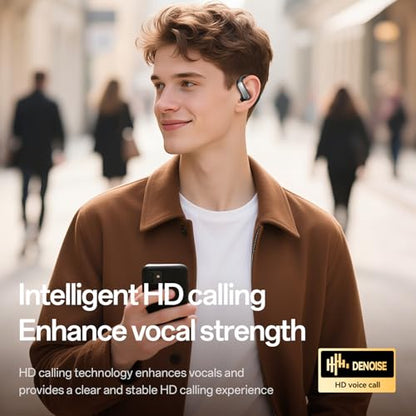 TINGER Open Ear Bluetooth Headphones 5.4 - IPX5 Waterproof Wireless Sports Earbuds,18H Playtime with Digital Power Display, Ultra-Light Weight Design for Cycling/Running/Gym (Silver) - color: Silver