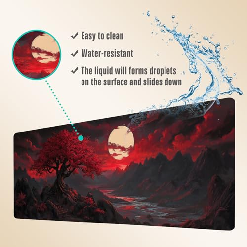 Extended Gaming Mouse Pad, Large Mouse Mat 3 mm Nature Rubber Base Mousepad with Stitched Edges, Non-Slip Desk Mat for Office Home Great Gift 31.5x11.8 Inch (Dark Canyon 1) - color: Dark Canyon 1