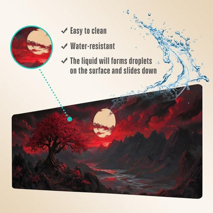 Extended Gaming Mouse Pad, Large Mouse Mat 3 mm Nature Rubber Base Mousepad with Stitched Edges, Non-Slip Desk Mat for Office Home Great Gift 31.5x11.8 Inch (Dark Canyon 1) - color: Dark Canyon 1