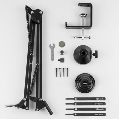GEEKRIA for Creators Microphone Arm Compatible with Rode NT-USB, NT1-A, NT1, Mic Boom Arm Mount with Table Flange Adapter, Adjustable Suspension Stand, Desk Mount Holder
