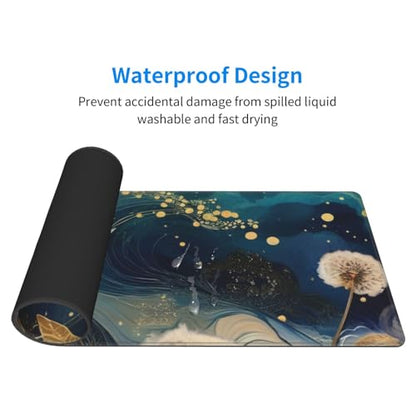 Gaming Mouse Pad, Large Non-Slip Rubber Base Mousepad, Keyboard Mouse Mat, Desk Pad with Stitched Edges, 31.5x11.8inch, Abstract Dandelion - color: Abstract Dandelion