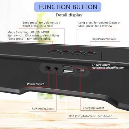 Computer Speakers for Desktop PC, Bluetooth PC Speakers with Dynamic RGB Light, Wired USB Plug & Play Computer Sound Bar, USB/Type-C Powered Gaming Speakers for Desktop, Laptops, Phone, Tablet