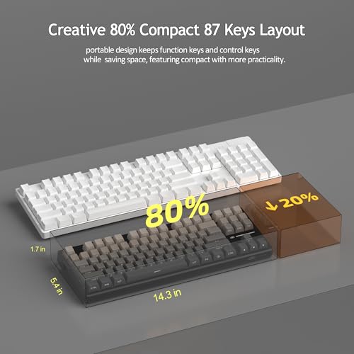MageGee LIGHT87 Wireless Creamy Keyboard, Gasket Structure, RGB Backlit, 2.4G/USB-C/BT5.0 Hot Swappable Mechanical Gaming Keyboard for Win/Mac/PC, 8000mAh Battery, Side Printed PBT Keycaps, Black - color: Grey Black/Blue Whale Switch
