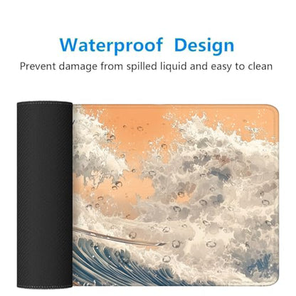 Japanese Samurai Gaming Mouse Pad Desk Pad Retro Poster Armor Katana Waves Large Gaming Mouse Mat with Stitched Edges,Non-Slip Waterproof Rubber Base Mouse Mat 31.5"x11.8" - color: Japanese-samurai, size: 31.5" x 11.8"