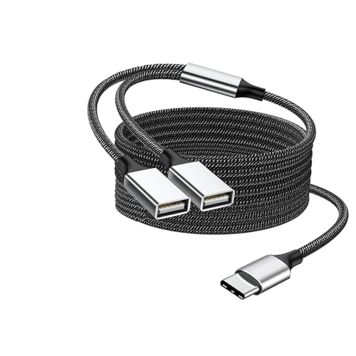 Fidioto USB C to Double USB Cable Splitter 6.6Ft, Type C to Two Type A Adapter for Laptop,Tablet, Telephone,Flash Disk Drive, Gaming Consoles - color: Sliver(6.6FT-C to 2USB)