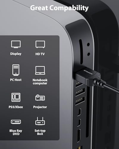 Stouchi Ultra Thin HDMI Cable |Certified 48Gbps|8K Ultra High Speed HDMI® | 6.6FT/2 Packs 8K@60Hz 4K@120Hz, eARC, HDR, Dolby Atmos/Vision Compatible with PS5/Xbox/Roku TV/Gaming Monitors - size: 6.6ft