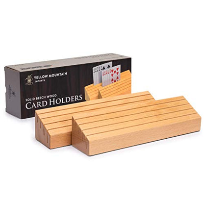 Yellow Mountain Imports Solid Beechwood Playing Card Holders - Set of 2 - size: 9.8”