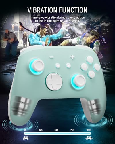 FUNLAB [Luminous Pattern] Switch Pro Controller Wireless Compatible with Switch/OLED/Lite, Firefly Bluetooth Remote Gamepad with 7 LED Colors/Paddle/Turbo/Motion Control - Cyan - color: Z-Teal