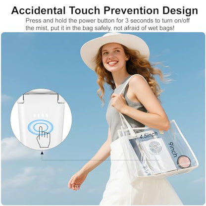HandFan 4000mAh Portable Misting Fan, 50ml Water Tank, Rechargeable Handheld Personal Mister Fan, Spray Water Mist, Foldable Electric Hand Fans for Beach, Travel, Outdoors(White) - color: White, style: 4000mAh