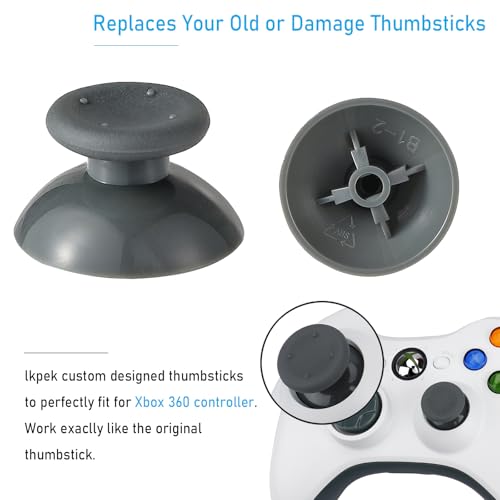 Ikpek 8 Pcs Replacement Thumbsticks for Xbox 360 Controller, Plastic Thumb Stick Joystick Grip Replacement for Xbox 360 Controller Accessories - size: 4 Black + 4 Grey