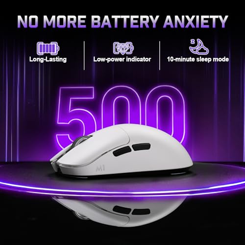YUNZII M1 PAW3311 Sensor Wireless Gaming Mouse (White) | 7-Level DPI Adjustment Up to 10000 DPI, Stable 1000Hz polling rate, 60g Lightweight Design, Easy Software for Win & Mac - color: White