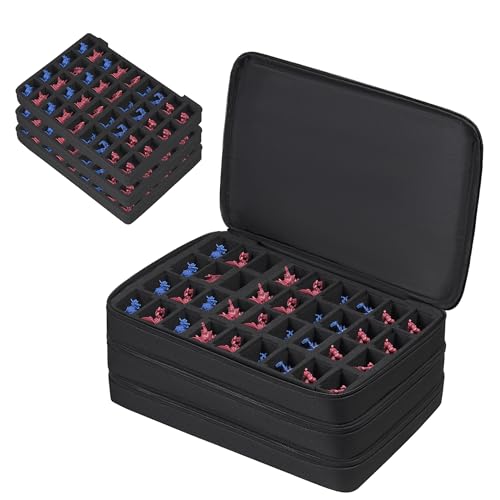 Miniature Storage Carrying Figure Bag -108 Slot Figurine Minature Carrying Case Compatible with D&D and More(Bag Only) (Black) - color: Black