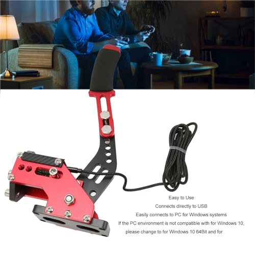 GOWENIC USB Handbrake, Sim Racing Game Hand Brake 64 Bit 2 in 1 Handbrake for ONE, Series S X PC with G920, for, iRacing Setup Use (Red) - color: Red