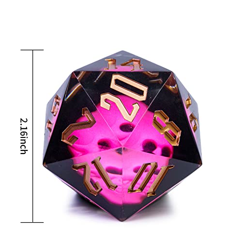 Cusdie Large 55mm D20 Dice with Sharp Edges, Giant D&D 20 Sided Dice for RPG, Table Games (Pink Skull) - color: Pink Skull