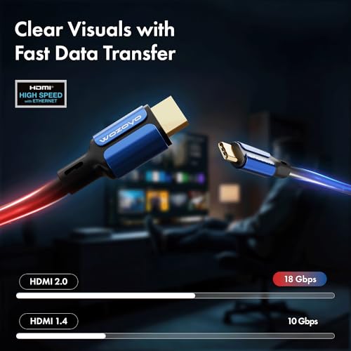 Type-C to HDMI 2.0 Cable 4K@60Hz Ultra HD, 6.6 Feet,18Gbps High-Speed Transfer, Pure Copper & 24K Gold-Plated Male to Male Connectors, Compatible with TV, Laptop, Type-C Smartphone, Projector