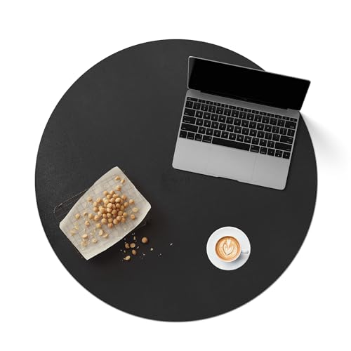 CENNBIE 30 Inches Round Table Mat - Cork Leather Table Pad (Black) | Heat & Water Resistant, Non-Slip Cork Base, Cut-to-Fit 18-30", for Dining Coffee Side Table, Indoor/Outdoor, Easy Clean - color: Black, size: 30" (Round)