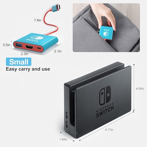 BIYTC Switch Dock for Nintendo Switch 1&2 Portable Tv Docking Station | Switch TV Adapter Travel Dock with USB3.0 Port