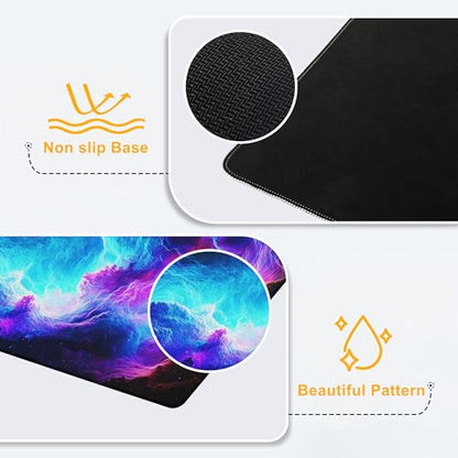 Mouse Pad for Gaming Neon Universe Nebula Big Gaming Mousepad Large Extended Mouse Mat Non-Slip Rubber Base Desk Pad with Stitched Edges for Office Gamer Home 35.4"X 15.7" - color: Boy Watching Wild Sunset
