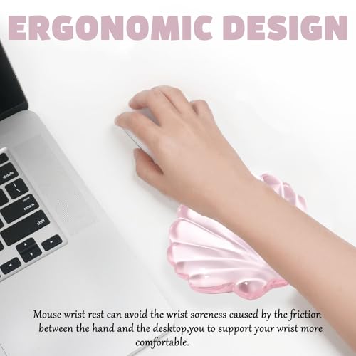 Gel Wrist Rest for Keyboard and Mouse Pink Transparent Shell Keyboard Wrist Rest Ergonomic Cute Pink Clear Cool Seashell Mouse Wrist Pad Silicone Non-Slip Support for Computer Gaming Home Office - color: Seashell Pink