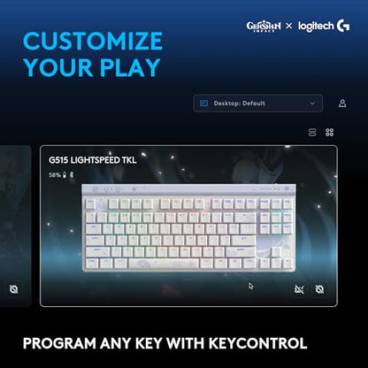 Logitech G515 TKL Wired Gaming Keyboard (Tactile) - Genshin Impact Edition | Low profile, gaming, LIGHTSYNC RGB, thin design, double-shot PBT keycaps, mechanical switches - color: Genshin Impact Edition, style: Wireless
