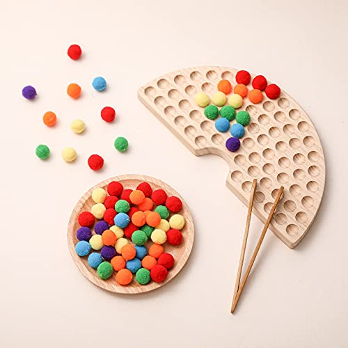 ibwaae Wooden Peg Board Beads Game Color Sorting Toys Counting Matching Game Bead Counting Fine Motor Skill Montessori Toys for Toddlers (Rainbow) - color: Rainbow Color