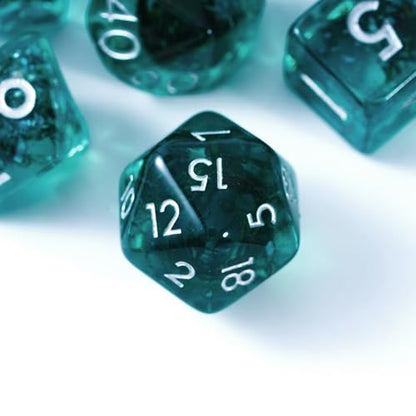 Ocean Moss Dice Set for DND - Unique Aquamarine Ocean Moss for D&D - Detailed Stunning Textured Resin Polyhedral Set for Dungeons and Dragons Dice, Role Playing Games (RPG) with Natural Distribution - color: Ocean Moss