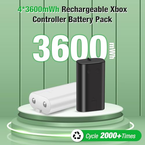 Rechargeable Xbox Controller Battery Packs with Charging Station,4x3600mWh Xbox Controller Battery for Xbox Series X/S/Xbox One/Elite Controllers