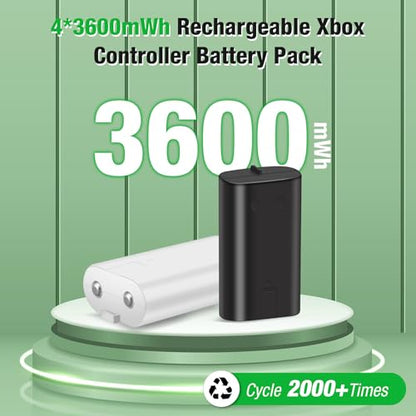 Rechargeable Xbox Controller Battery Packs with Charging Station,4x3600mWh Xbox Controller Battery for Xbox Series X/S/Xbox One/Elite Controllers